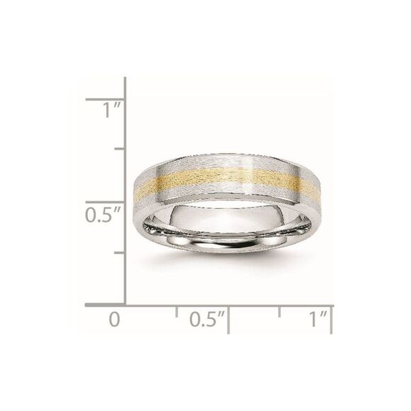 Chisel Cobalt 14k Gold Inlay Satin & Polished 6mm Band